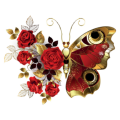 Red Peacock Eyed Flower Butterfly Wings Sticker