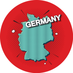 Red Pop Art Map Of Germany Sticker