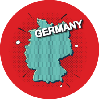 Red Pop Art Map Of Germany Sticker