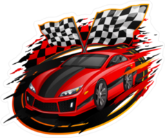 Red Racing Car Finish Line Sticker