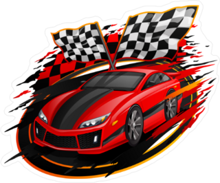 Red Racing Car Finish Line Sticker