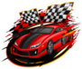 Red Racing Car Finish Line Sticker