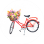 Red Retro Bicycle With Flowers In Basket Illustration Sticker