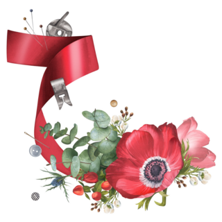 Red Ribbon Sewing Sticker