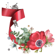 Red Ribbon Sewing Sticker
