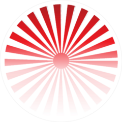 Red Rising Sun Rays Circle Sticker
