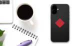 Red Road Sign Sticker on a Phone (New) example