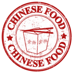 Red Rubber Stamp Chinese Food Sticker