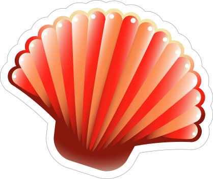 Red Scallop Seashell Sticker