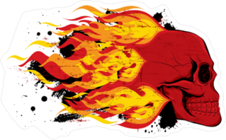 Red Skull on Fire Sticker