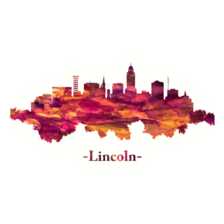 Red Skyline Of Lincoln, Capital City Of Nebraska Sticker