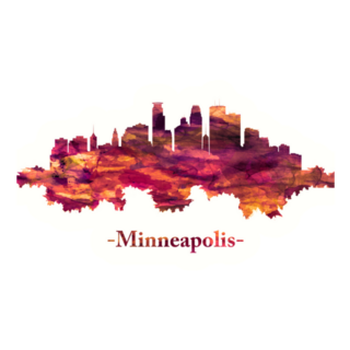 Red Skyline Of Minneapolis Sticker