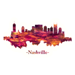 Red Skyline Of Nashville, Tennessee Sticker