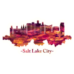 Red Skyline Of Salt Lake City Illustration Sticker