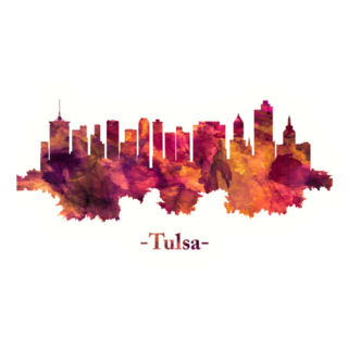 Red Skyline Of Tulsa, Oklahoma Sticker