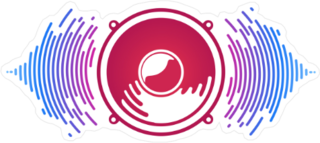 Red Speaker And Sound Waves Sticker