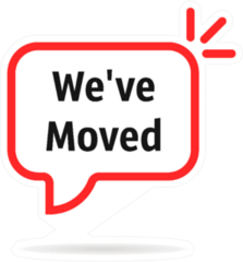 Red Speech Bubble Weve Moved Illustration Sticker