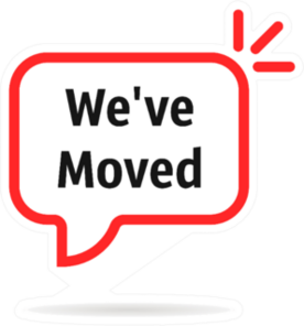 Red Speech Bubble Weve Moved Illustration Sticker