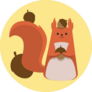 Red Squirrel On Yellow Background Sticker