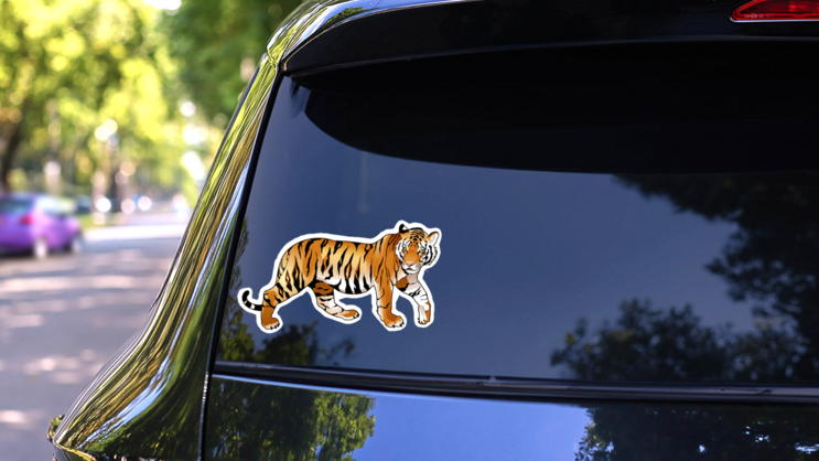 Red Tiger Cartoon Sticker on a Rear Car Window (New) example