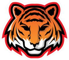Red Tiger Head Sport Badge Sticker