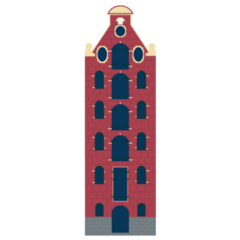 Red Traditional Netherlands Canal House With Facade Sticker