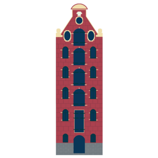 Red Traditional Netherlands Canal House With Facade Sticker