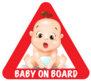 Red Triangle Road Safety Baby on Board Sticker