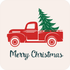 Red Truck With A Christmas Tree Sticker