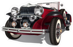 Red Vintage Car Sticker