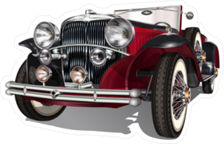 Red Vintage Car Sticker