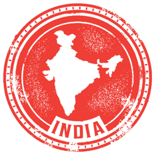 Red Vintage India Country Stamp Sticker