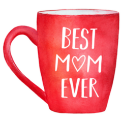 Red Watercolour Mug Best Mom Ever Sticker