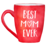 Red Watercolour Mug Best Mom Ever Sticker