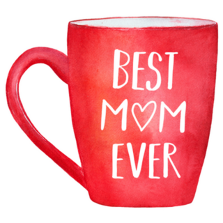 Red Watercolour Mug Best Mom Ever Sticker