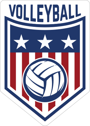 Red White and Blue Volleyball Badge Sticker