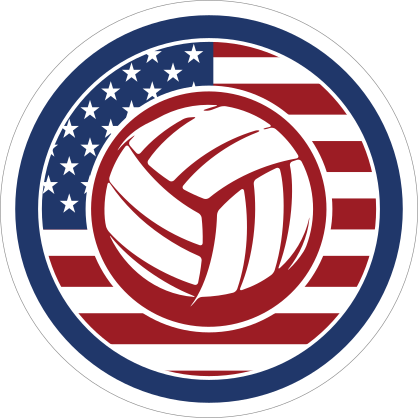Red White and Blue Volleyball Circle Sticker