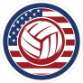 Red White and Blue Volleyball Circle Sticker