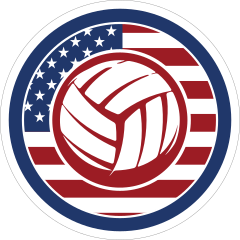 Red White and Blue Volleyball Circle Sticker