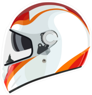 Red White and Orange Motorcycle Helmet Sticker