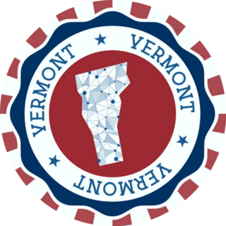 Red & White Strip Vermont Map Badge Sticker