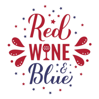 Red Wine And Blue Calligraphy Patriotic Lettering Sticker