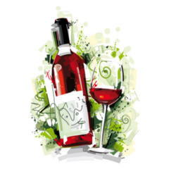 Red Wine On Watercolor Green Sticker