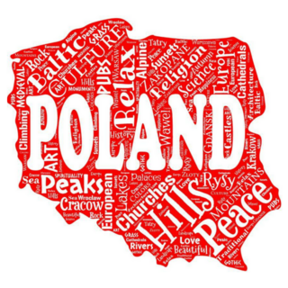 Red Word Cloud Poland Map Sticker