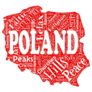 Red Word Cloud Poland Map Sticker