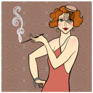 Redhead Flapper Girl Costume Party Invitation Sticker