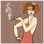 Redhead Flapper Girl Costume Party Invitation Sticker
