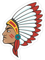 Redskins Mascot Sticker with Headdress