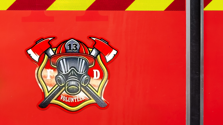 Reflective Background Sticker on Fire Truck