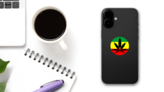 Reggae Music Marijuana Jamaica Sticker on a Phone (New) example